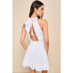 Lulus  NWOT Beloved Blossoming White 3D Floral Halter Backless Mini Skater Dress Photo 5