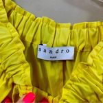 Sandro Paris Purity Floral Embroidered Yellow/Navy Cold Shoulder Top Photo 3