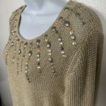 Ruby Rd NWT . Womens Sweater Size Petite PXL Gold Knit Beaded Sequin Pullover Photo 3