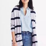 Madewell Kent Cardigan Navy Gray Striped Open Photo 4