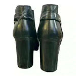 Christian Siriano black chunky block heel gold strap ankle boot size 10 Photo 7