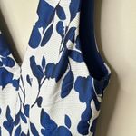 Betsey Johnson  Floral Jacquard Dress Size 8 White Blue‎ Metallic Flower Print Photo 3