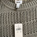 Aerie  Olive Green Crochet Knit Oversized Short Sleeve Sweater Small NWT Photo 3