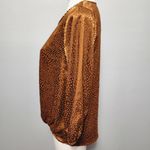 Dress Barn Cooper rust jacquard leopard twist hem satin blouse size medium Photo 3
