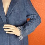 Soft Surroundings  Jacket Chambray Blazer Snap Fringe Hem & Sleeve Size L. B38 Photo 4