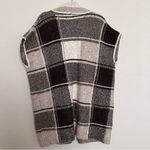 Nicole Miller New York Neutral Plaid Sleeveless Cardigan Photo 2