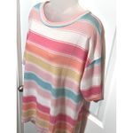 Haptics by Holly Harper Womens Striped Knit Top Short Sleeve Crew Neck Casual M Pink Size M Photo 1