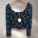 STAUD  Womans Josephine Top Long Sleeve Sweetheart‎ Neckline Multicolor Sz 2 NWT Photo 2