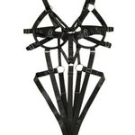 SheIn Sexy Strappy Steel Ring Backless Bodysuit in Black, Size S​ Photo 0