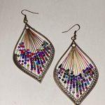 Bohemian Multi Color Beaded Thread Women’s Drop Dangle Vintage Earrings Gold Photo 1