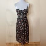 Allen Schwartz Eden floral mesh bustier boning midi dress 10 Black Photo 1