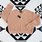 Monrow Cropped Teddy Fleece Sweatshirt in Tan Medium Photo 2