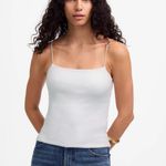Madewell  Squareneck Tank Top Spaghetti Straps Slim Stretch White XL NWT Photo 0