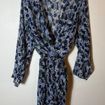 ZARA  Floral Print Pleated Romper‎ Long Sleeve Blue Green Size Large Photo 0