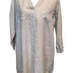 Allen Allen  USA Shirt Dress Large Tunic‎  Beige  100% Linen Coastal Lagenlook Photo 0