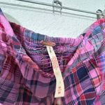 Free People NEW  Madeira Plaid Corset Top with Ruffle Hem Elastic Back Sz Medium Photo 3