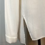 LULUS SILKY IVORY LONG SLEEVE TIE FRONT TOP SEMI SHEER 6” SLITS ON SIDES Sz. XL Photo 7