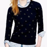 J.Crew Jeweled Embellished Navy Blue Pullover Sweatshirt Sweater Size Large Photo 0