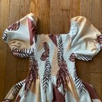 Floral Maxi Dress with Puff Sleeves Brown Photo 1