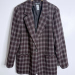 NWOT Sag Harbor Houndstooth Plaid Wool Blend Blazer Burgundy Black Size 18 Red Photo 0