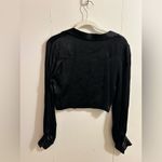 ZARA NWOT  Long Sleeve Satin V Neck Crop Top in Black Photo 1