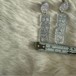 Bride Acrylic Silver Glitter Sparkle Drop Earrings. Photo 3
