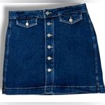 Loft  Denim Button Front Skirt, size 12 Orig $60 Blue Jean Retro Knee Length Photo 0