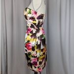 Y2K Strapless Silk Floral Dress Size Small Pink Photo 2