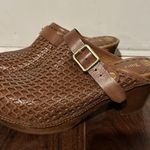 Juicy Couture  braided leather clogs, Size 8.5 brown, wood, heels, vintage y2k Photo 3