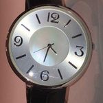 Mother of Pearl Look Classic Black Cuff Watch New Battery Wristwatch Photo 0