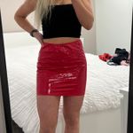 Red Faux Leather Skirt Size M Photo 0