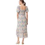 ASTR  The Label -Gaia Dress Purple Gen Multi Floral Smocked Puff Sleeve Midi Sz M Photo 1