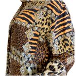 VINTAGE 1990'S S.L.B. BY SUNNY LEIGH ANIMAL PRINT SILK BUTTON DOWN BLOUSE (M) Brown Size M Photo 6