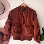 House Of Harlow 1960 Brown Satin Pilot Jacket SIZE XS Sienna 80's Retro Glam Photo 0