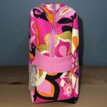 Spartina 449  make up bag zip up pink floral pouch inside some wear on bottom Photo 3