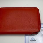 CELINE Leather Zip Around Compact Bifold Wallet in Orange - Preowned Photo 2