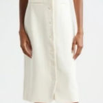 STAUD Una Tailored Midi Dress in Ecru Photo 0