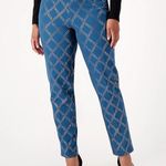 Isaac Mizrahi New Womens Live! Stretch Black Silver Foil Leaf Pants 8 T Tall Photo 4