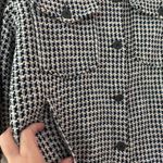 ZARA  Shacket Oversized Jacket Houndstooth Tweed Blue Fringe‎ Size Small Blazer Photo 6