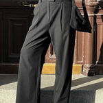 Djerf Avenue  Favorite Tailored High Waisted Straight Leg Pants Black Sz XXL Photo 0