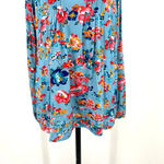 Tolani  Collection Blue Floral Pintuck Jersey Long Sleeve Blouse Top Size‎ Small Photo 2