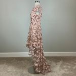 Eliza J  Women's Sequined Lace High Low Backless Gown Pink Size 8 Short Sleeve Photo 5