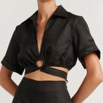DISSH Mimi Black Linen Ring Front Crop Tee Size 4 Photo 0