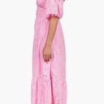 Sanctuary Ruffle Puff Sleeve Eyelet Maxi Dress Pink Size 14 NWOT Photo 1