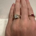 Diamond wedding ring wrap guard! 14K gold vintage style double band! Photo 5