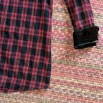 Mystree  RED & BLACK BUFFALO CHECK VELVET PAISLEY INSERT FLANNEL BUTTON DOWN Photo 2