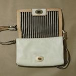 Kate Spade White Leather Crossbody Bag With Striped Lining & Turn Lock Closure Photo 8