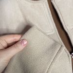 Doncaster  leather trimmed wool longline sweater cardigan with pockets tan sz M Photo 7