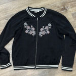 About A Girl NWOT Floral Embroidered Black Jacket - very light - vintage Photo 0