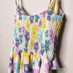 Blue Blush NEW NWT  Floral Print Mini Dress SZ Small Smocked Back‎ Flirty Cutaway Photo 7